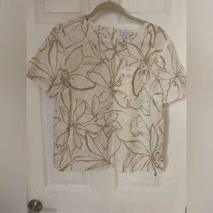 Liz Claiborne Floral Print Short Sleeve Blouse Size PM